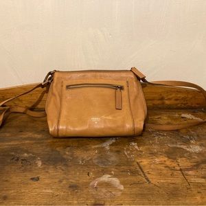 Fossil brown leather crossbody bag